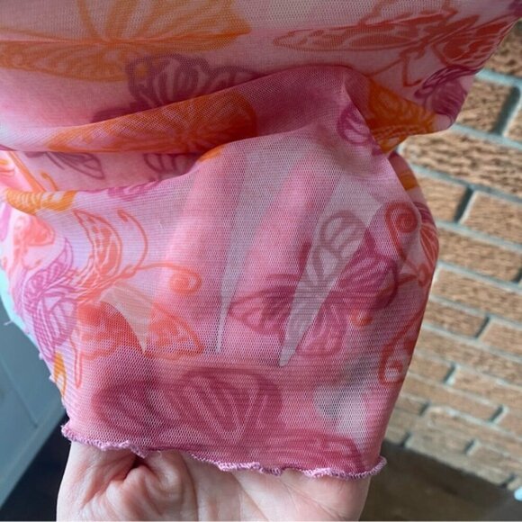 La Vie En Rose Size Medium Y2K Butterfly Mesh Tee - Picture 6 of 9